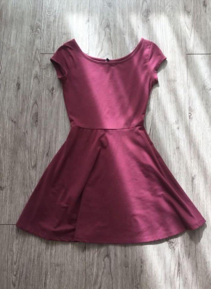 fit and flare maroon dress