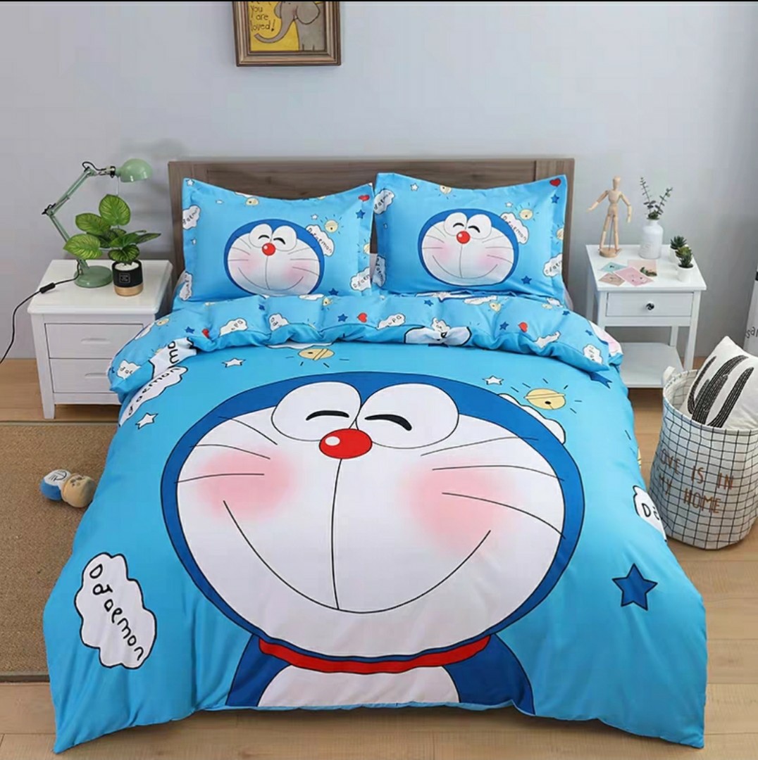 Doraemon bed sheet set with cover Furniture Home Living