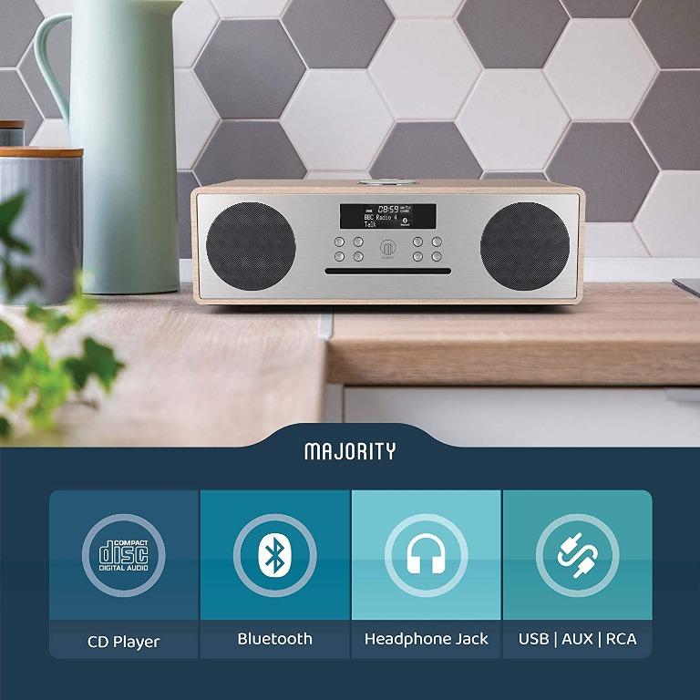 (EL) Majority Oakington DAB/DAB+ Digital FM Radio Bluetooth Wireless CD