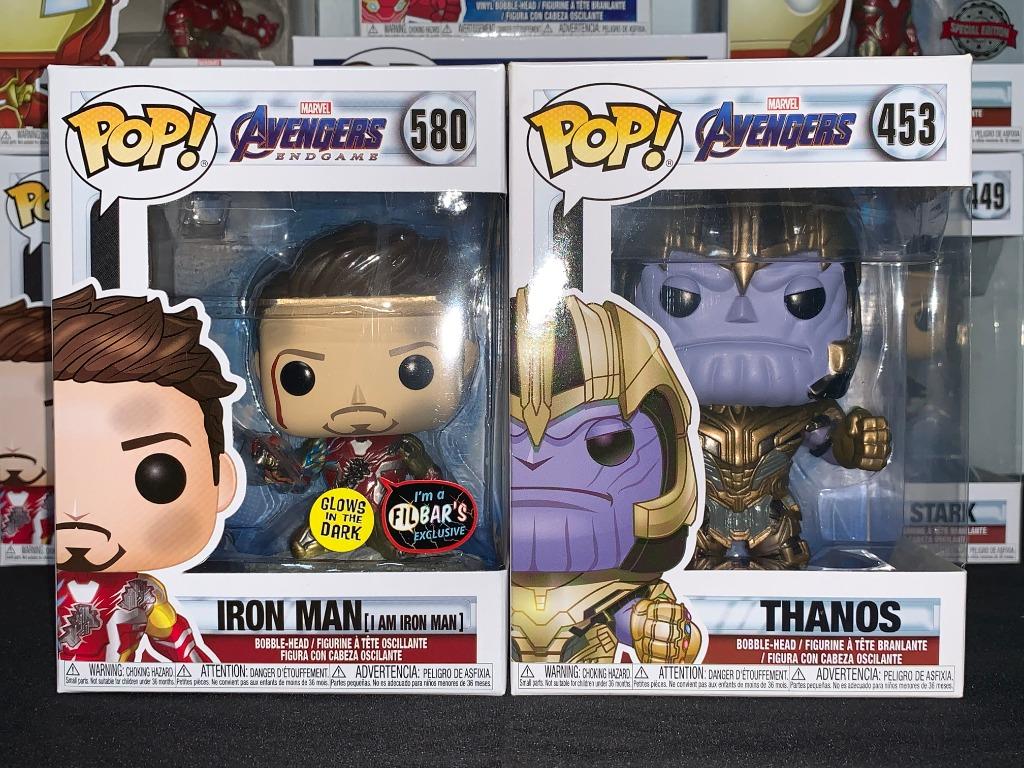 Funko Pop Avengers Endgame I Am Iron Man Gitd Filbars Thanos With Gauntlet Set Hobbies Toys Toys Games On Carousell