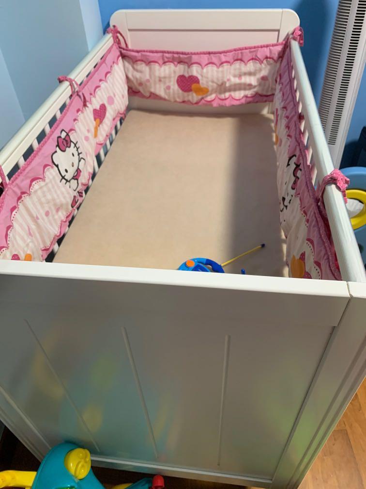 Ikea cot (Category: Cots & Cribs) located in Singapore. Submitted by blurism (Listing ID 1024762529, Image 2). Description: bought another cot for my second one so clearing space. Just the wooden cot. Accessories and mattress not included. Need to arrange own transport. Condition 6.5/10 . Some black marks at the side (see pictures).