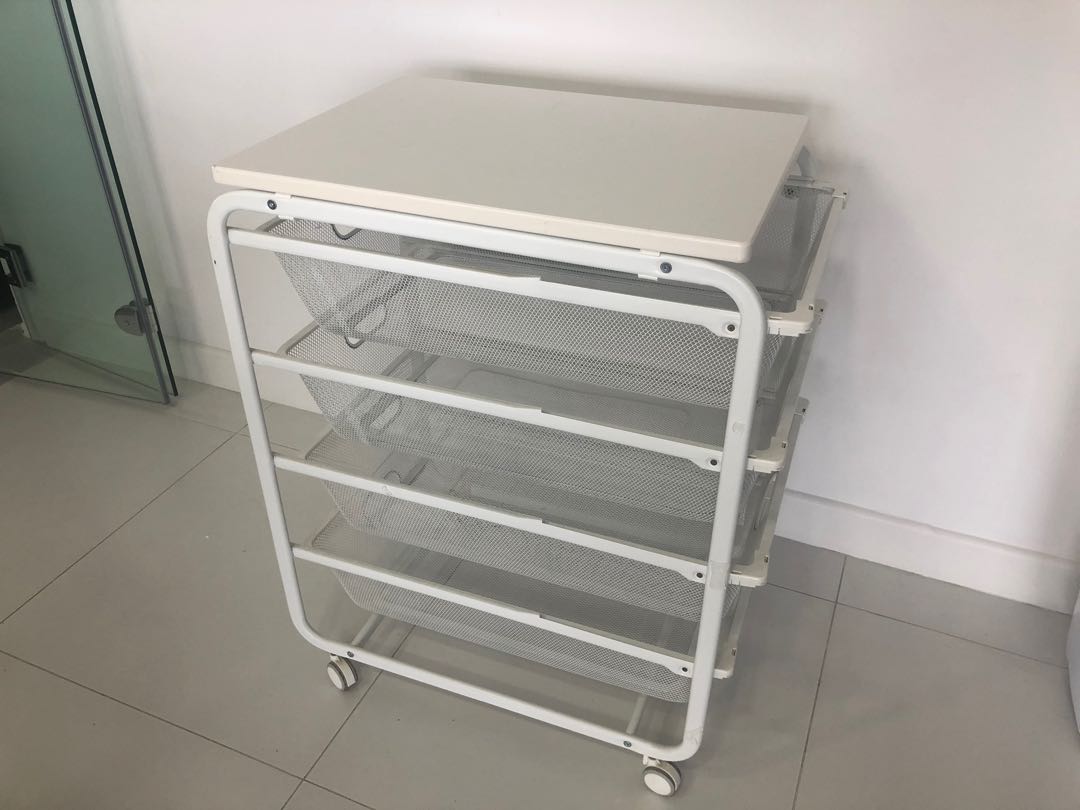IKEA shelf with basket and wheels, Furniture & Home Living, Furniture
