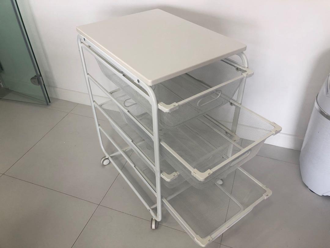 IKEA shelf with basket and wheels, Furniture & Home Living, Furniture