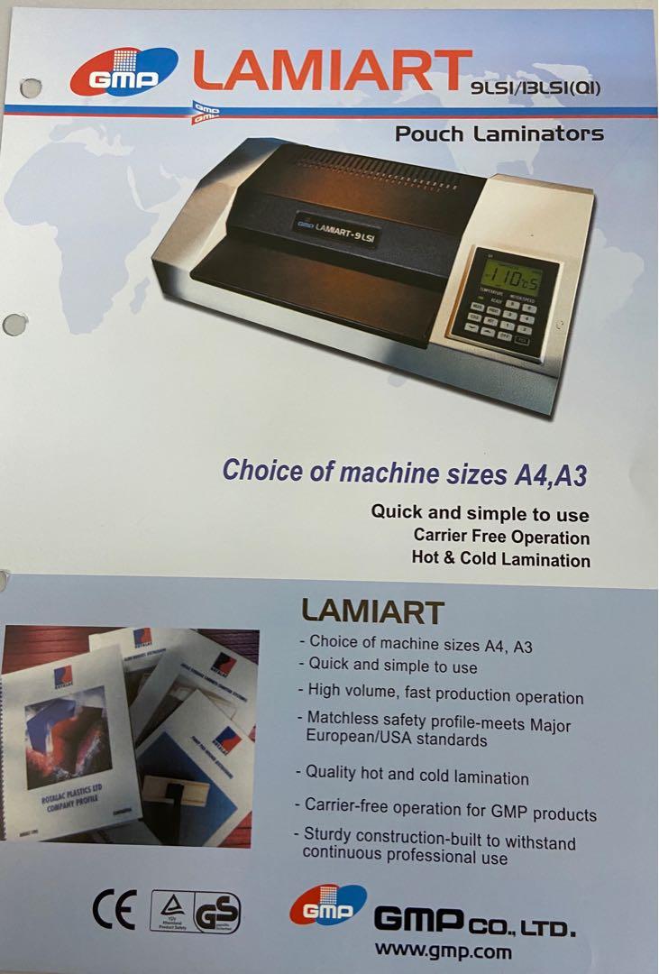Laminating Machine (Category: Everything Else) located in Singapore. Submitted by gmp.ns (Listing ID 1024653865, Image 3). Description: GMP Pouch Laminating Machine. Model Lamiart 7 LSI Max Width :7 inches / A5 size . Temperature Control : Thermocouple 8-bits microprocessor. Speed Control: One touch keys for automatic speed set up . Heating System: Heat Plate. Display: LCD liquid crystal display panel. Made in Korea. WAREHOUSE SALE🌈✌️ Normal Pri