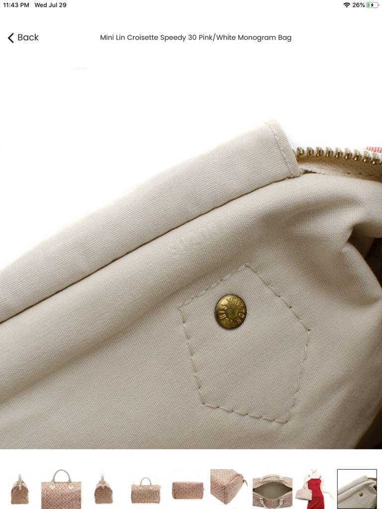 Louis Vuitton White Mini Lin Croisette Speedy 30 Grey Leather Cotton  Pony-style calfskin Cloth ref.408538 - Joli Closet