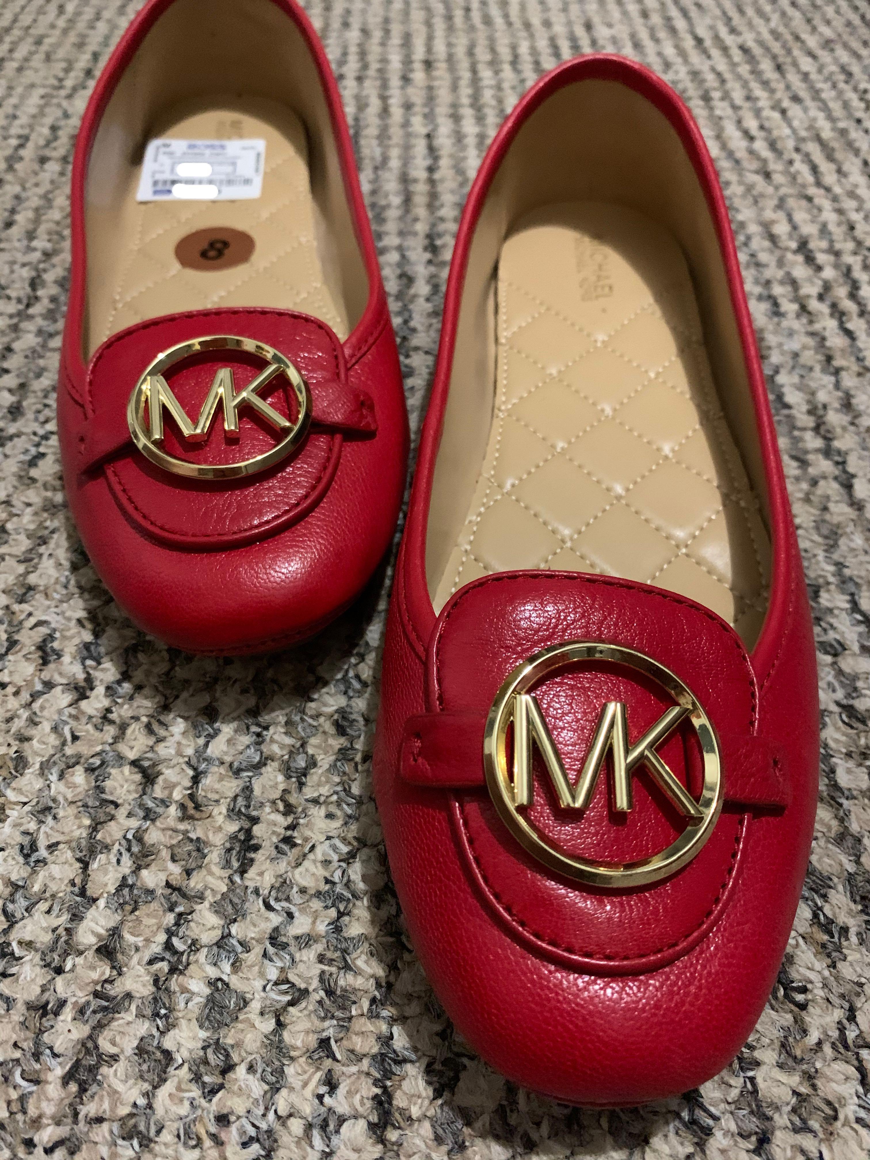 mk red flat shoes