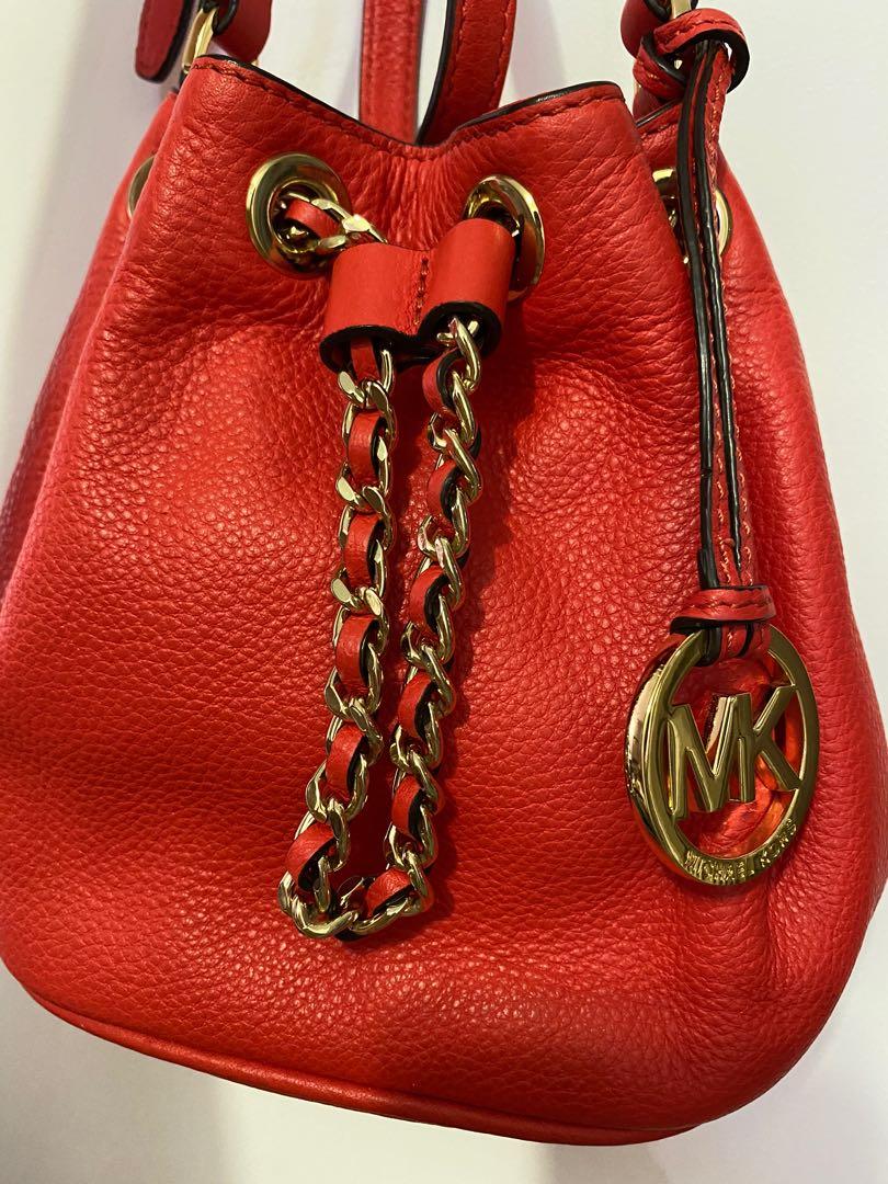 michael kors red bucket bag