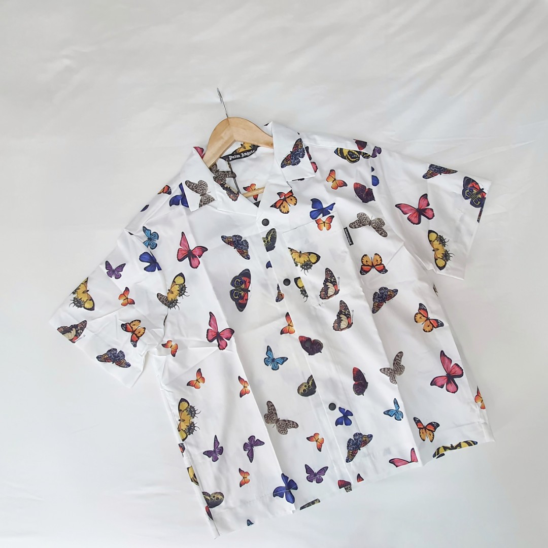 Palm Angels butterfly print shirt Men s Fashion Tops Sets
