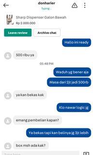Pembeli gak pake nalar tuh gini toh. Punya budget 500rb nawar harga 2jt. Pinter.