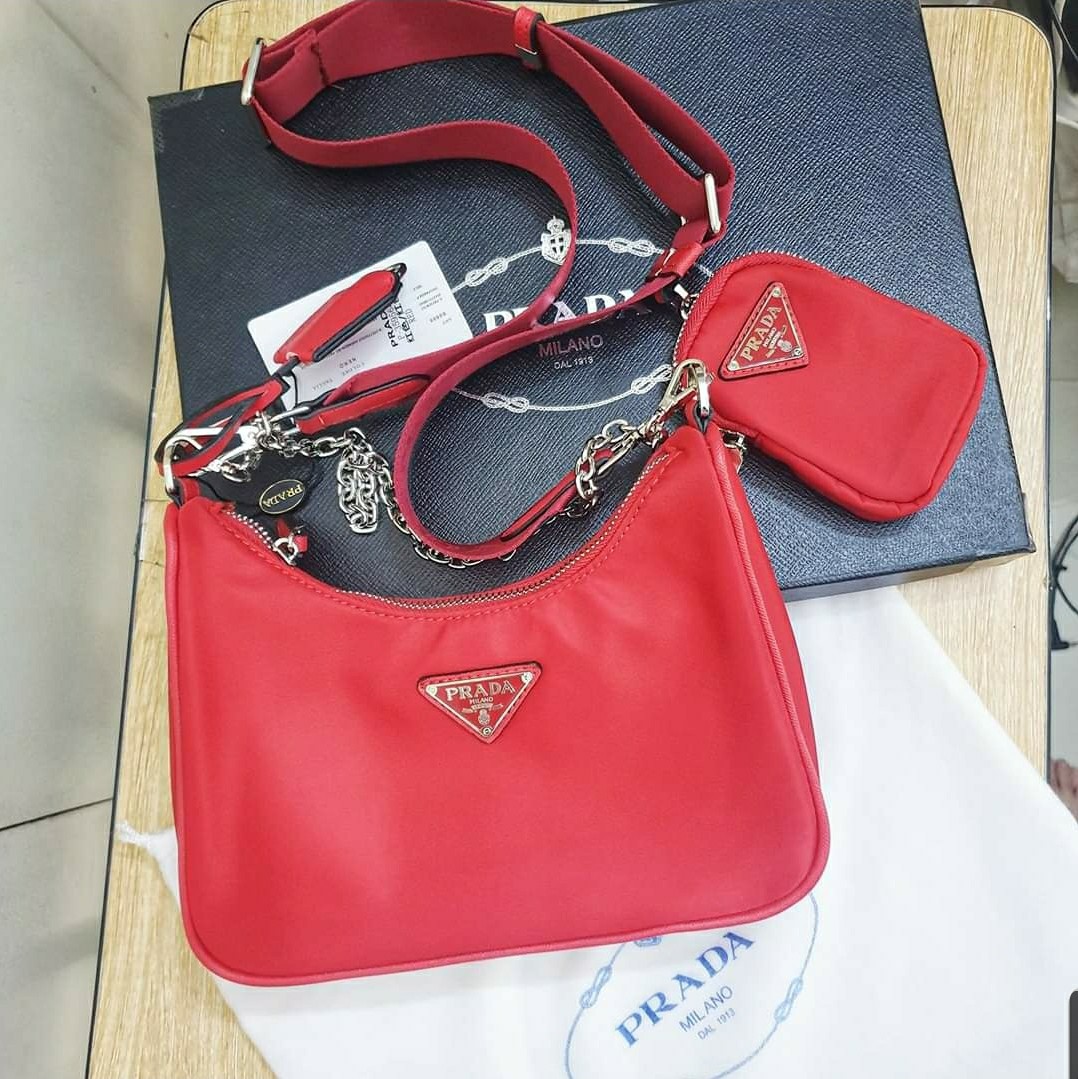 Prada Multi Pochette red, Women's Fashion, Bags & Wallets, Purses & Pouches  on Carousell