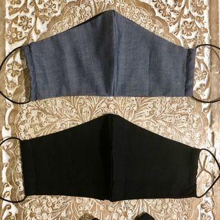 Reusable Face Masks/face coverings Tailor Made Black and Blue