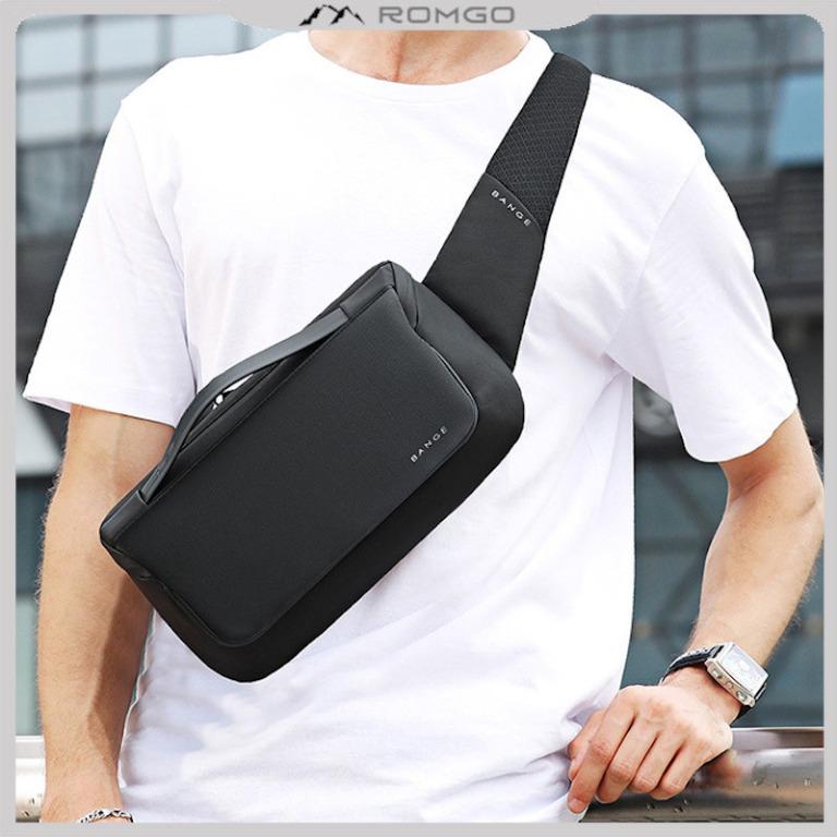 ROMGO New Sports Casual Chest Bag Business Running Bag Fashion Messenger Bag Crossbody Bag Travel Men Bag