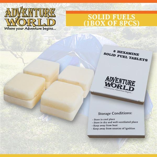 Solid Fuel (Category: Water Sports) located in Singapore. Submitted by adventureworldsg (Listing ID 1024825403, Image 1). Description: Solid fuel will keep your fires going long and steady as you cook your meal. Easy to light up and makes clean up convenient. Packing: 8pcs per box.