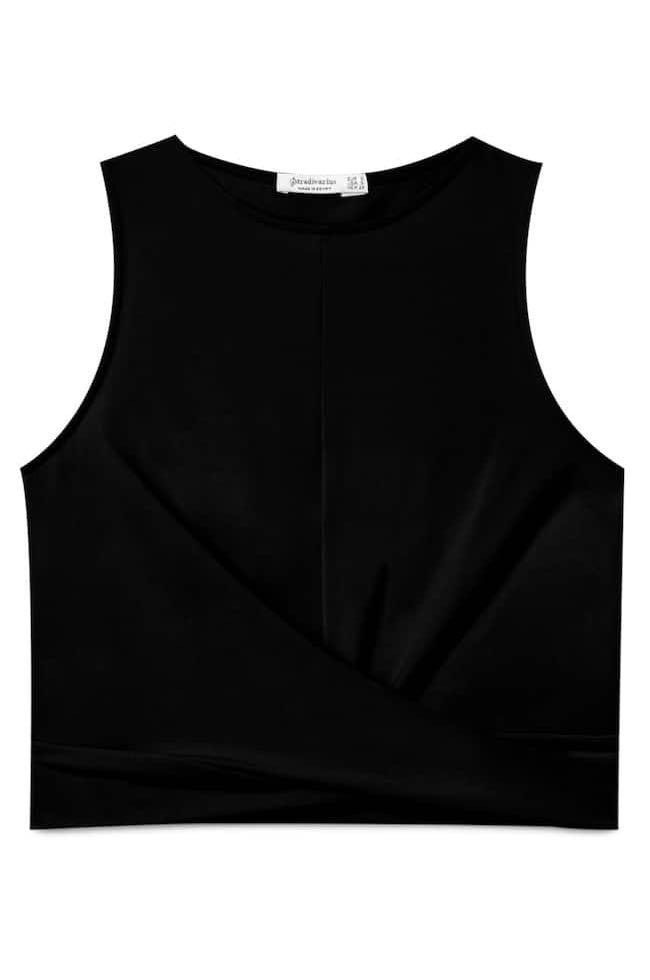 BNWT Stradivarius knot crop top (Category: Sleeveless) located in Makati City. Submitted by madclutter (Listing ID 1024812742, Image 3). Description: Available sizes: small, medium, large.