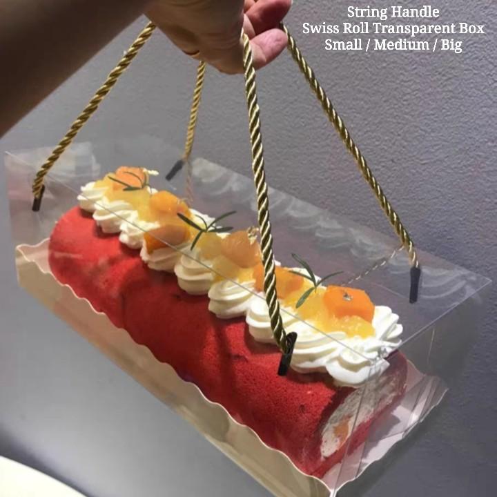 String Handle Transparent Swissroll Box #Short / Long, Food & Drinks ...
