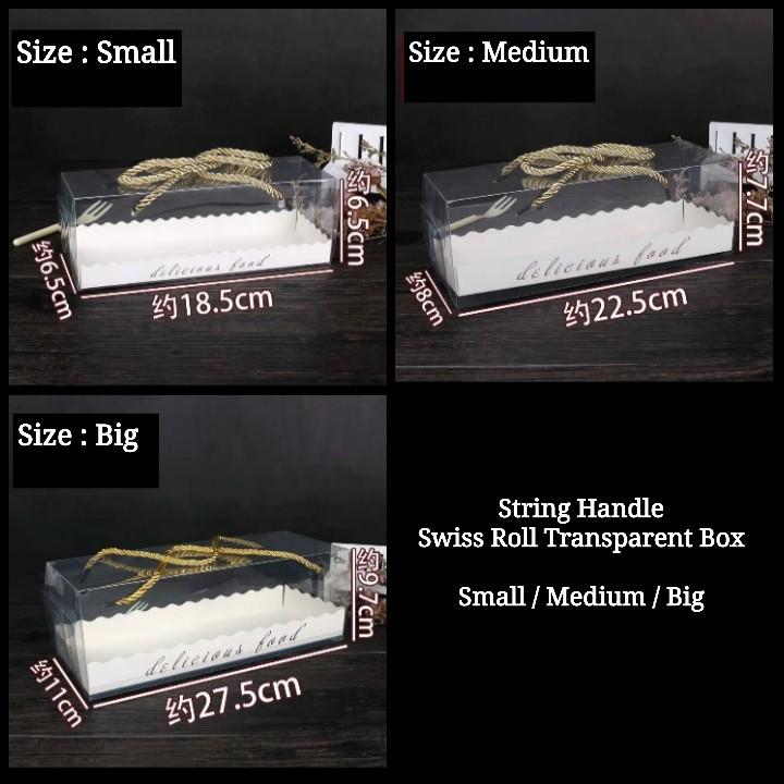String Handle Transparent Swissroll Box #Short / Long, Food & Drinks ...