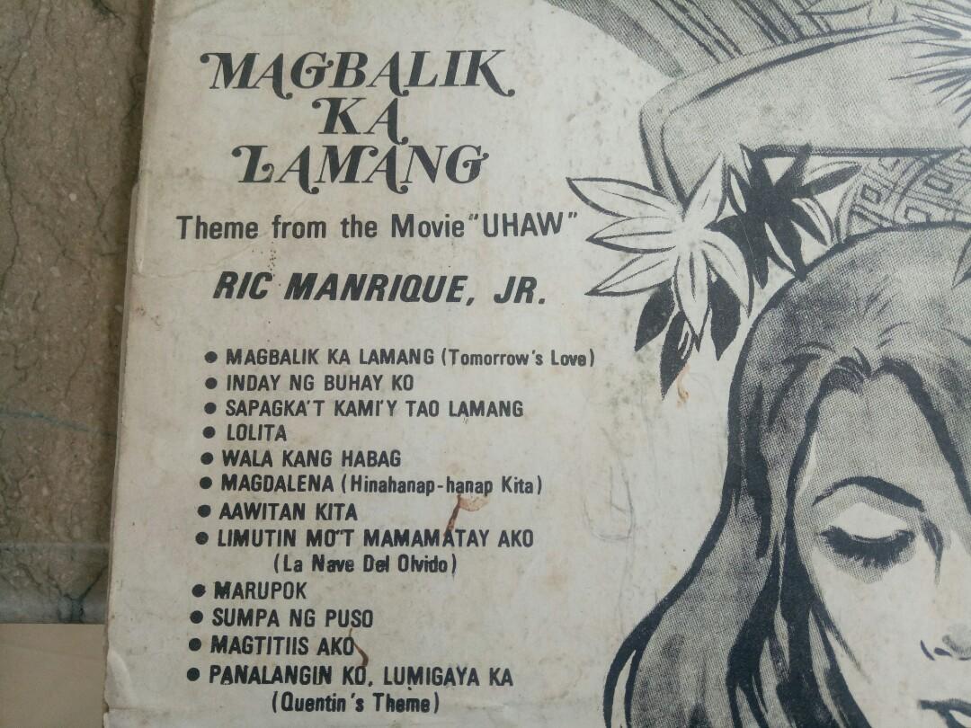 Uhaw OST LP Vinyl Plaka OPM (Category: Vinyls) located in Manila. Submitted by kinganalog (Listing ID 1024650689, Image 3). Description: Uhaw by Ric Manrique Jr LP Vinyl Magbabalik Ka Lamang album, cover G with tape on side, media VG. Payment via Palawan or Unionbank, shipping nationwide via Jrs or LBC, COD is okay at buyer's account. Check out fb page Roots Analog..