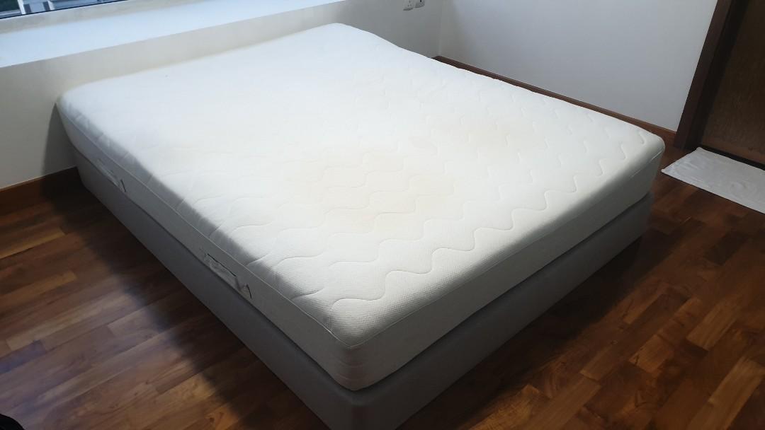 Used Queen Size IKEA Sultan Mattress and Bed Frame, Furniture, Beds