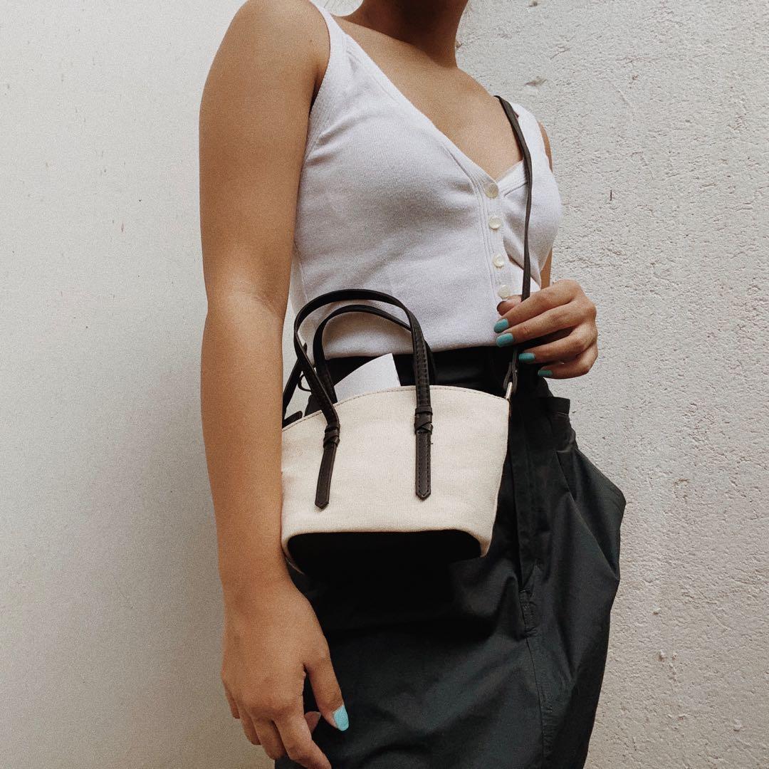 zara canvas mini city bolsa