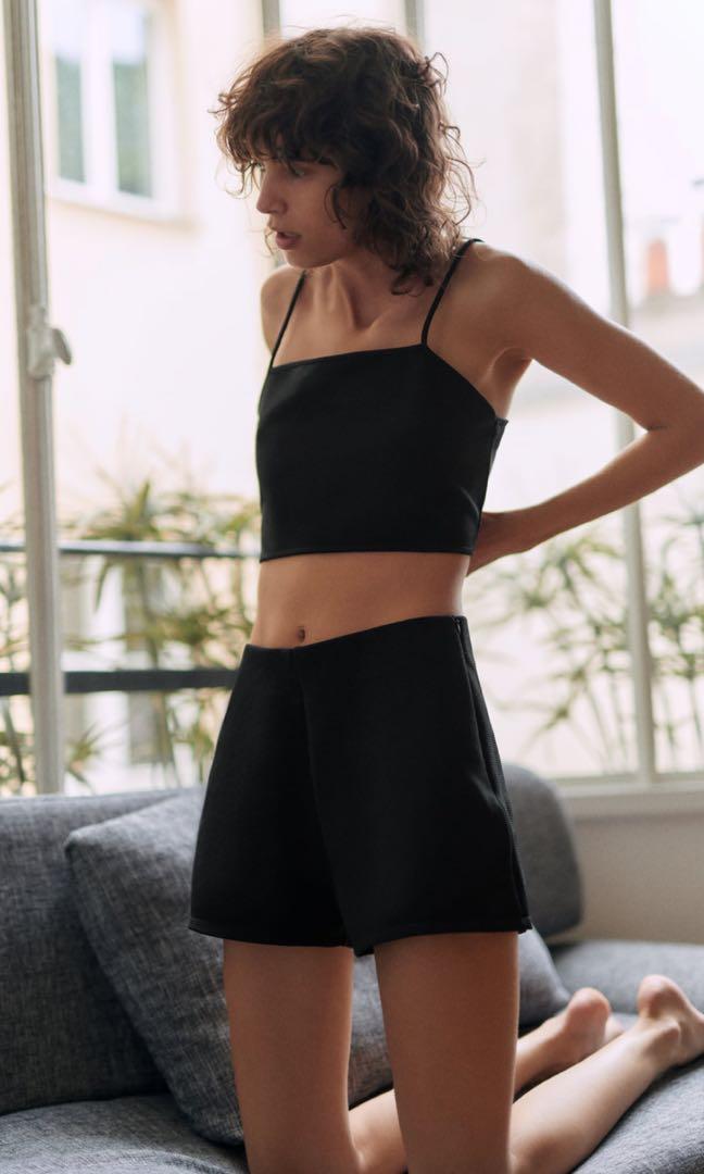 BNWT Zara satin crop top (Category: Sleeveless) located in Makati City. Submitted by madclutter (Listing ID 1024813631, Image 3). Description: Available sizes: Small, Medium, Large.