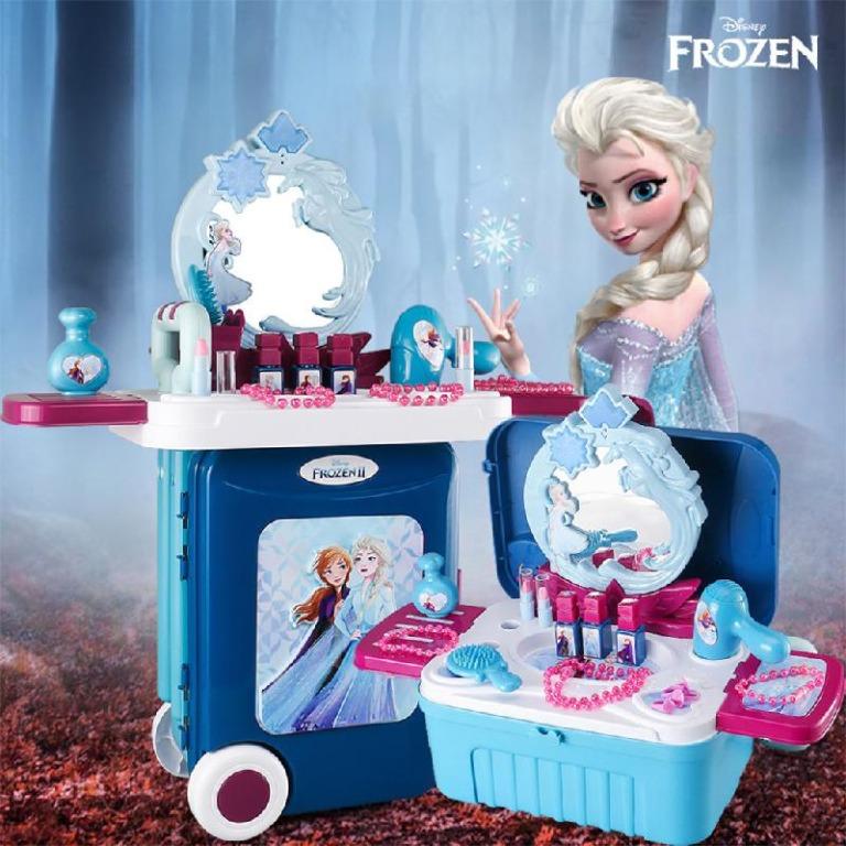 3-In-1 Disney Frozen 2 Pretend Play Suitcase Toy Dresser Kitchen Play Set  Elsa Anna Simulation Makeup Cosmetics Girl Beauty Fashion Food Kitchenware  Cooking Utensils Play House Kitchen, Babies & Kids, Babies &