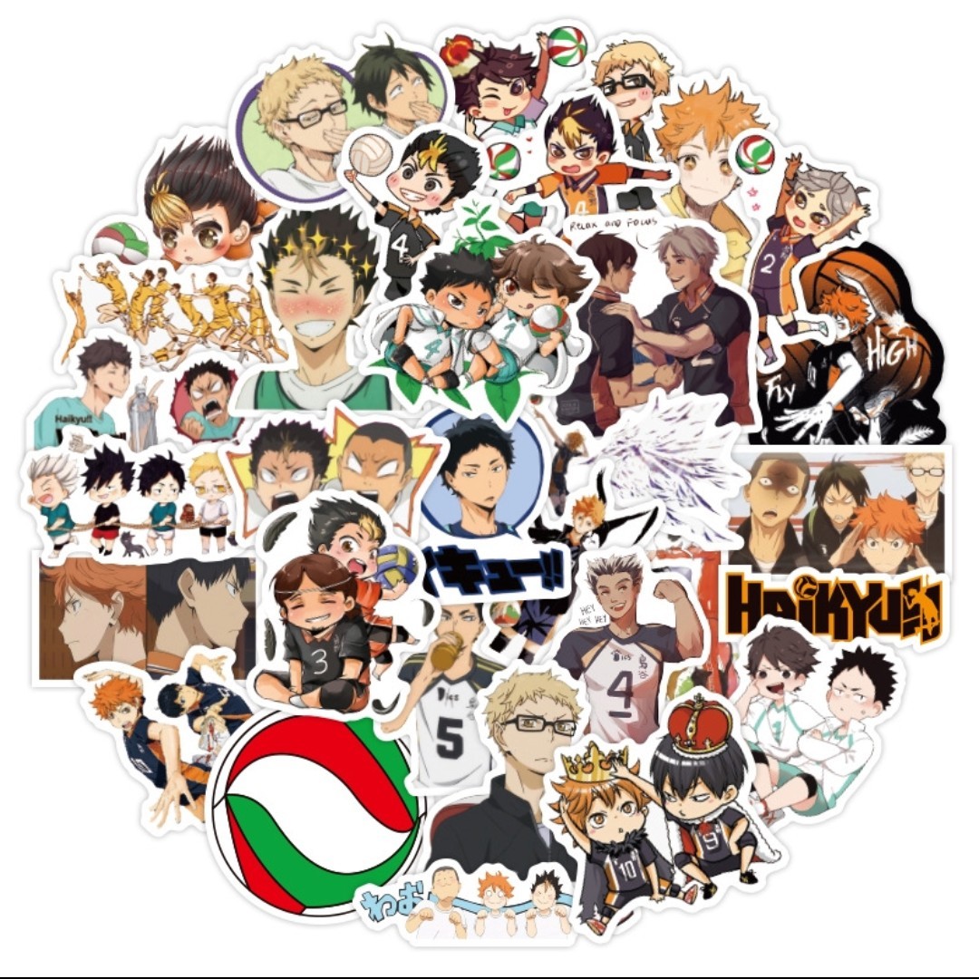 50pcs mainly Haikyuu stickers + few other anime stickers ...