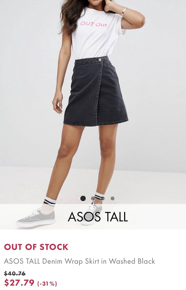 black wrap denim skirt