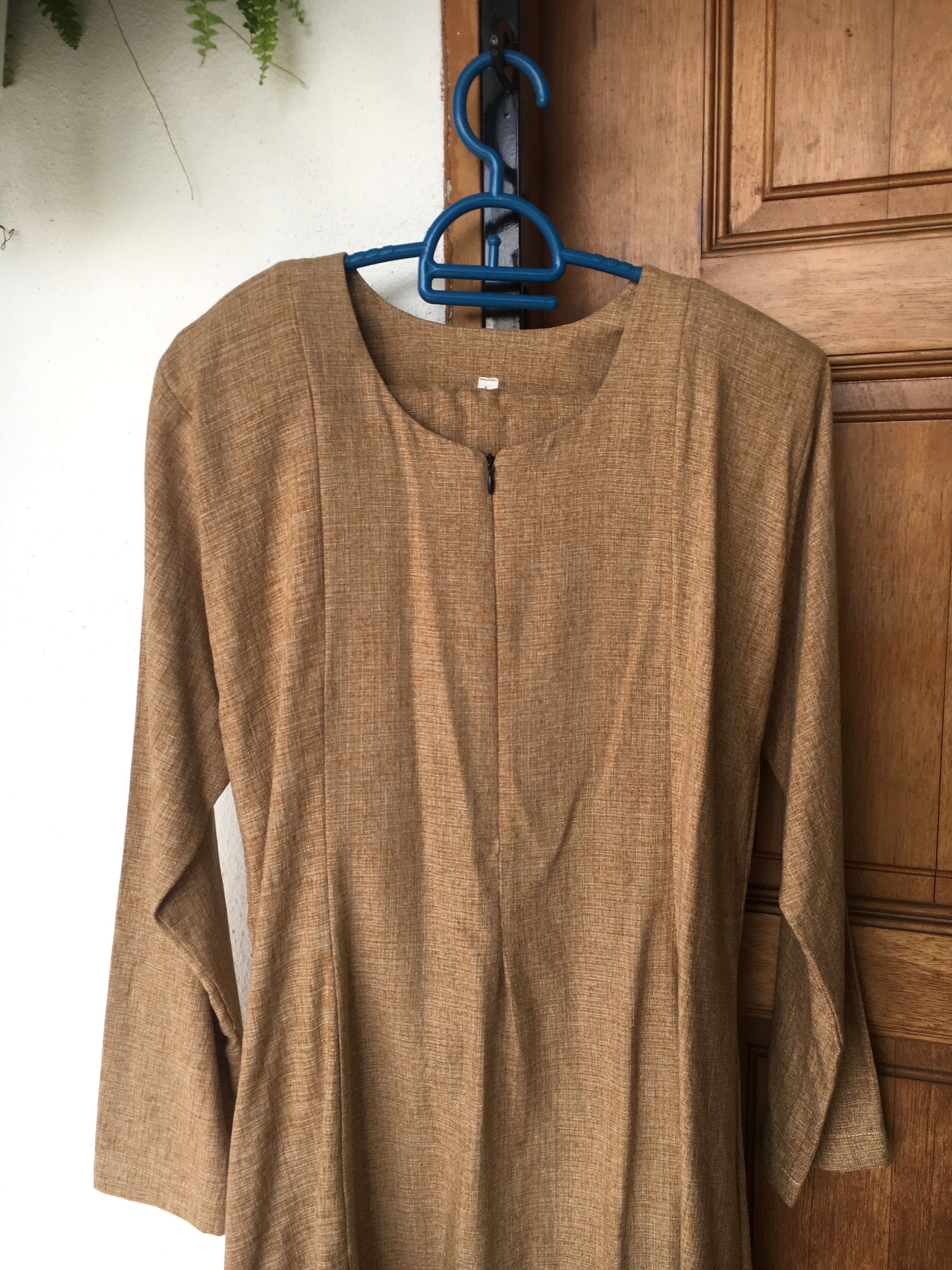 Baju Kurung Moden Brown Gold Size L Muslimah Fashion Two Piece