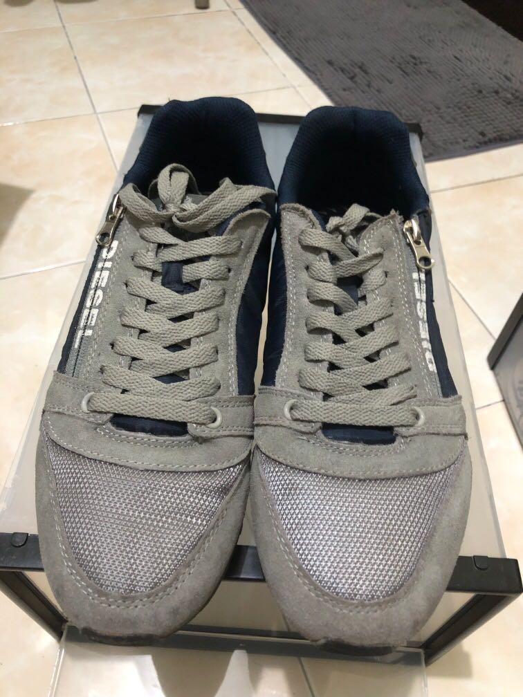 blue grey sneakers