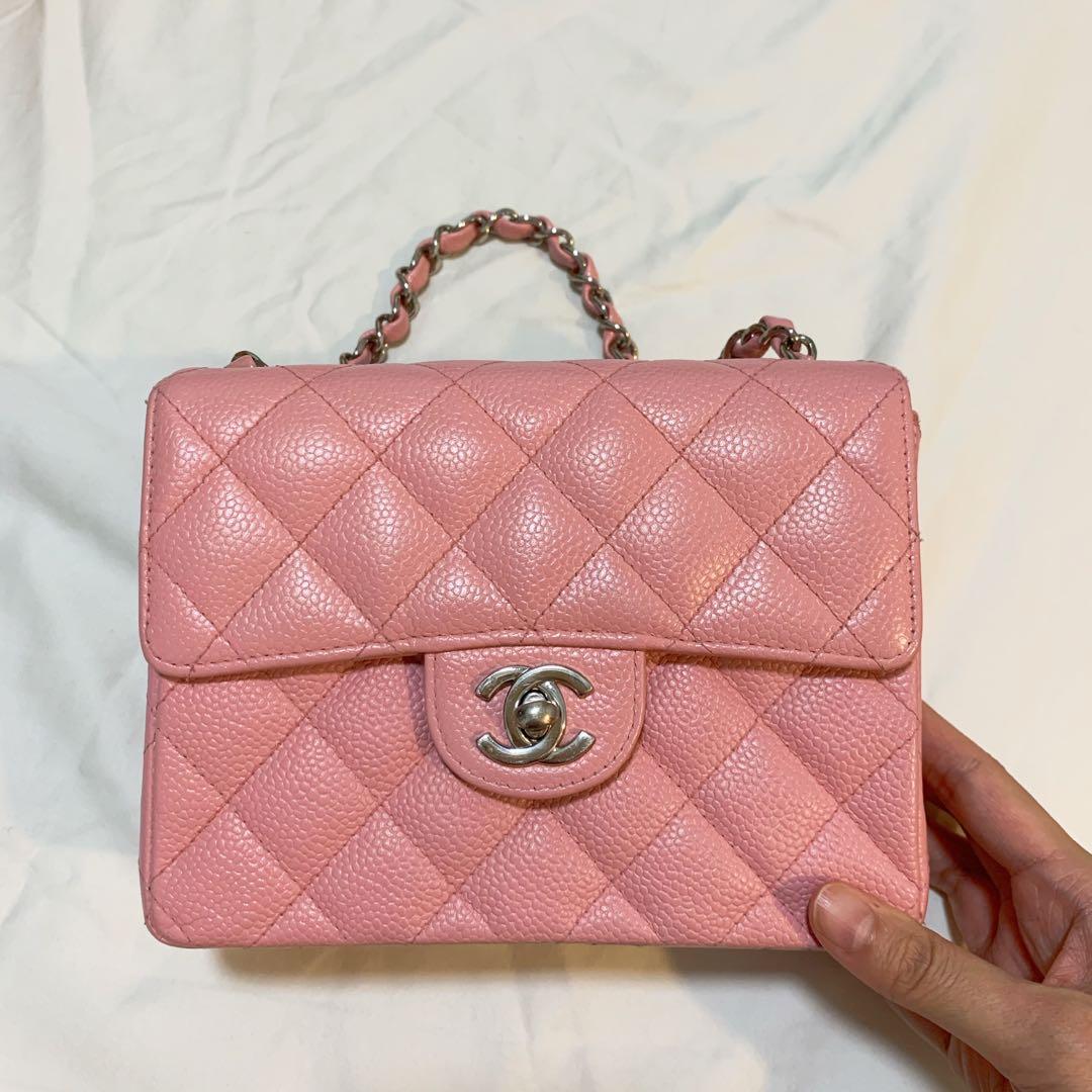 Chanel vintage classic flap mini square caviar bag in Sakura pink SHW  [authentic], Women's Fashion, Bags & Wallets, Purses & Pouches on Carousell