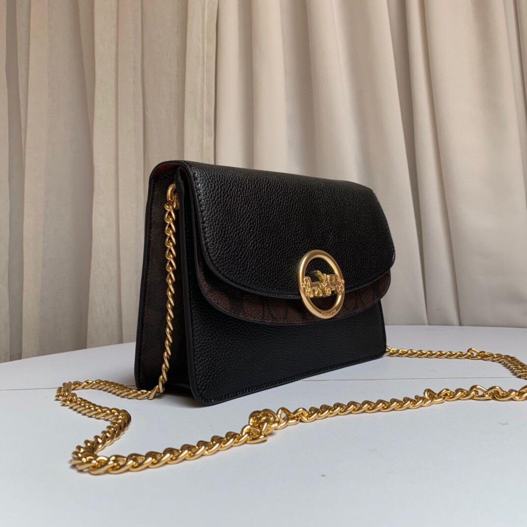 Coach F80836 Signature Jade Flap Crossbody Brown Black