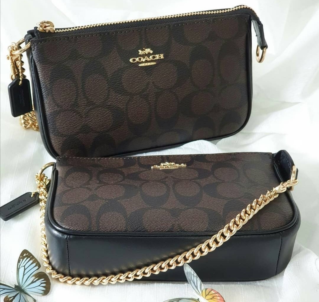 coach large wristlet with chain