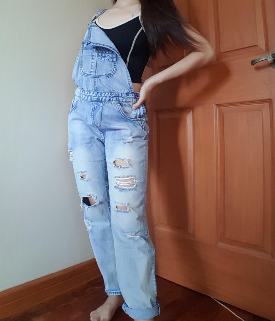 blue denim jumpsuits