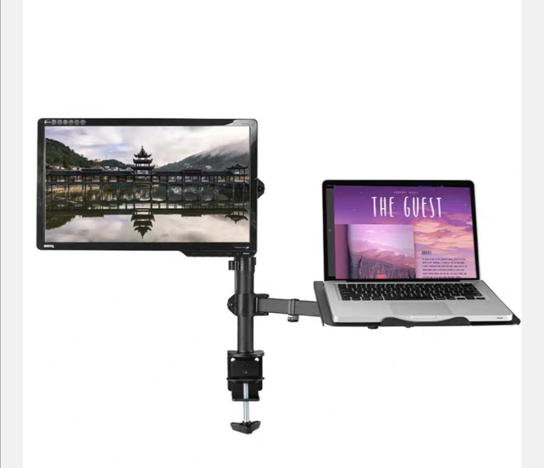 DUAL MONITOR ARM MOUNT WITH LAPTOP MOUNT, Electronics, Computer Parts