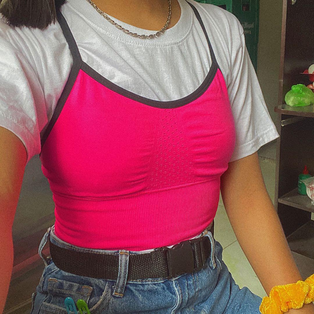 Electric Pink Sports Bra Top Y2k Activewear Sportswear Aesthetic Cute Women S Fashion Clothes Tops On Carousell