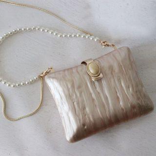 Elegant Pearl Acrylic Three Way Sling Handbag Clutch