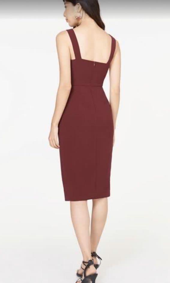 burgundy utility dress Burgundy Viscose-Blend Crepe Dress | FG ATELIER