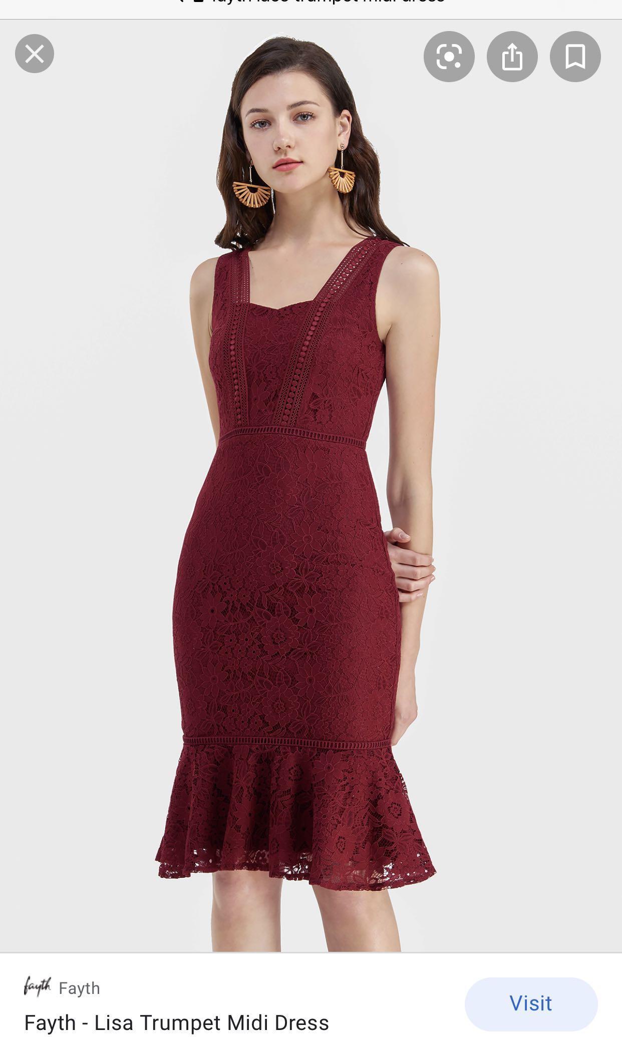 lace trumpet midi dress