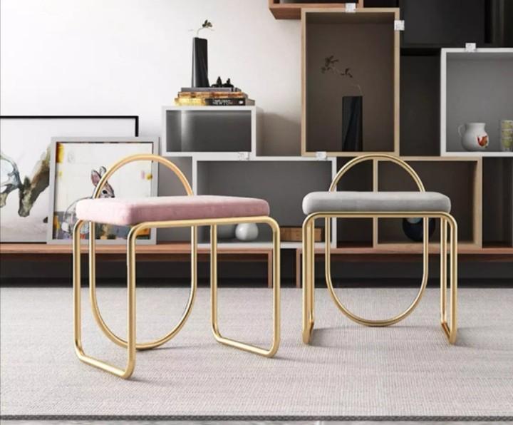 Feminine Sassy Gold Pink Grey White Vanity Stool Furniture Tables Chairs On Carousell
