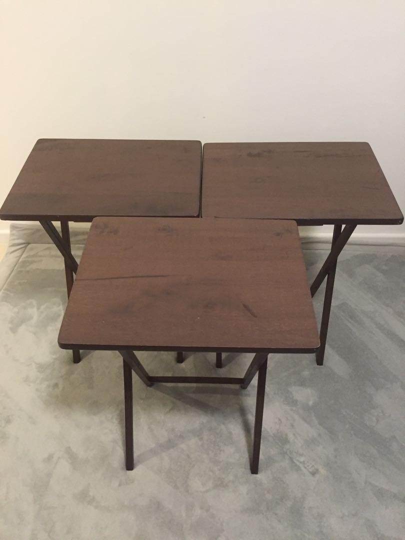 Foldable Side Table Coffee Table Three Furniture Tables Chairs On Carousell
