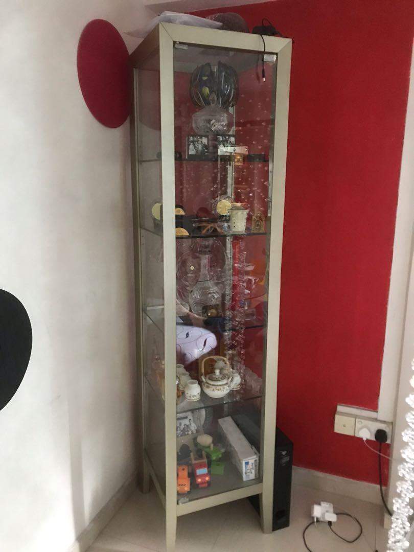 Glass tall display Furniture & Home Living, Furniture, Shelves