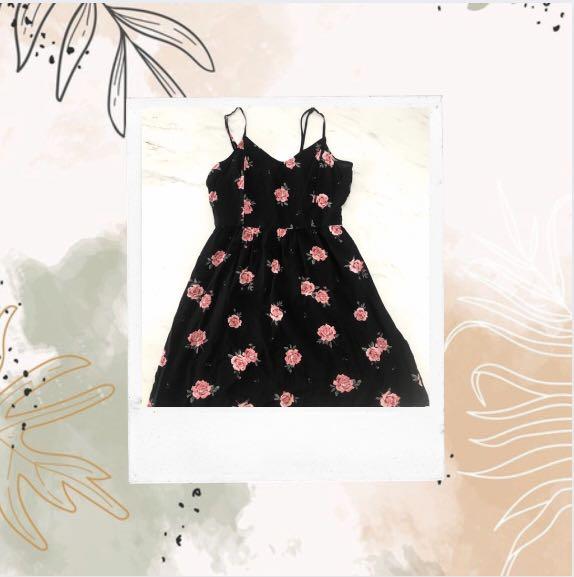 black with roses dress