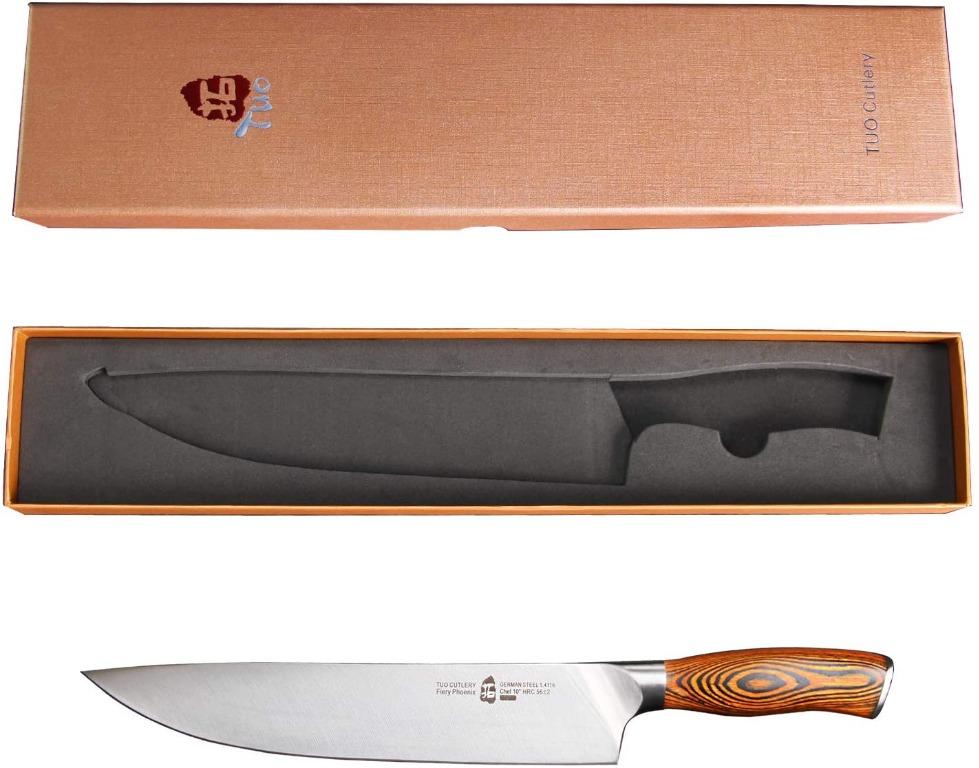 TUO 17 PCS Kitchen Knife Set for Kitchen with Block, German X50CrMov15  Steel Blade Knife Block Set, Full Tang Pakkawood Handle