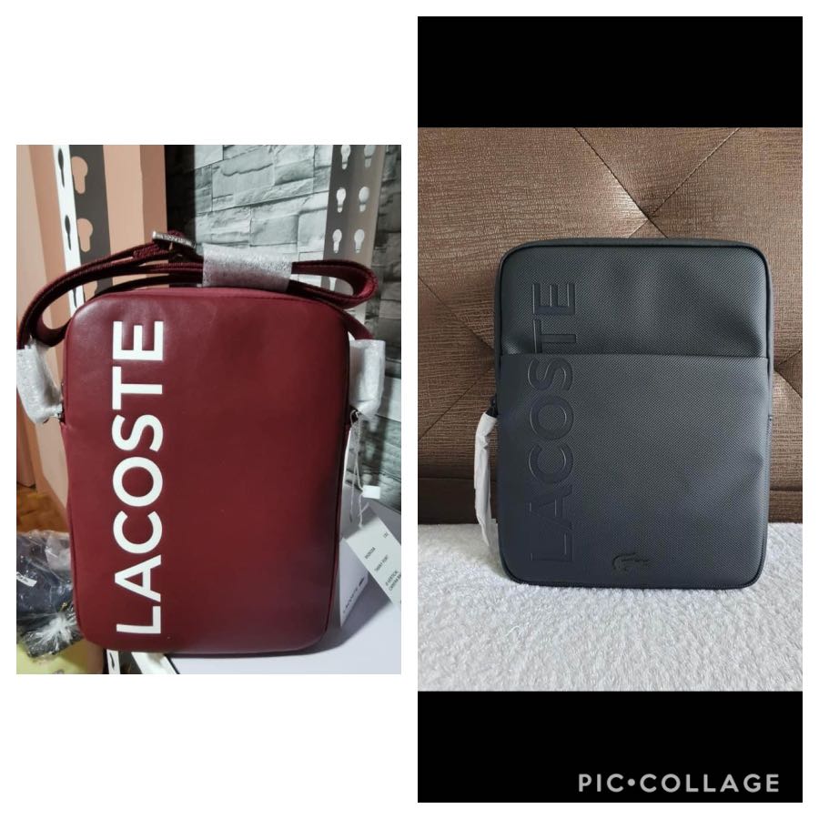lacoste sling bag leather