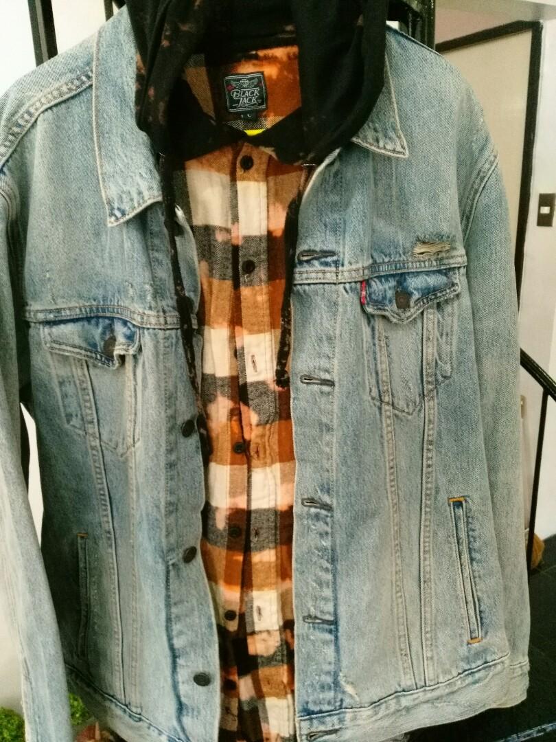 levis denim jacket green