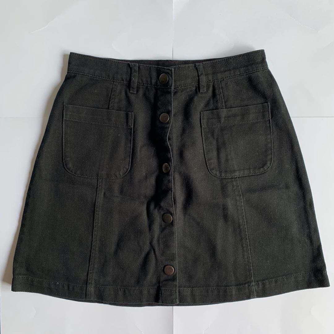 Monki black denim skirt, Women's 