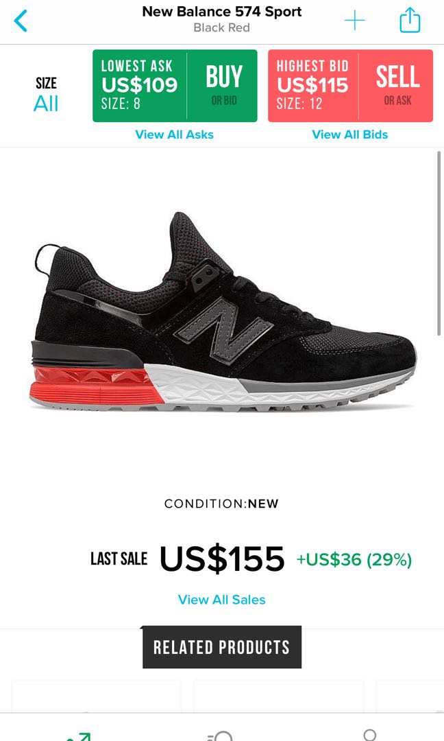 new balance 574 sport black red