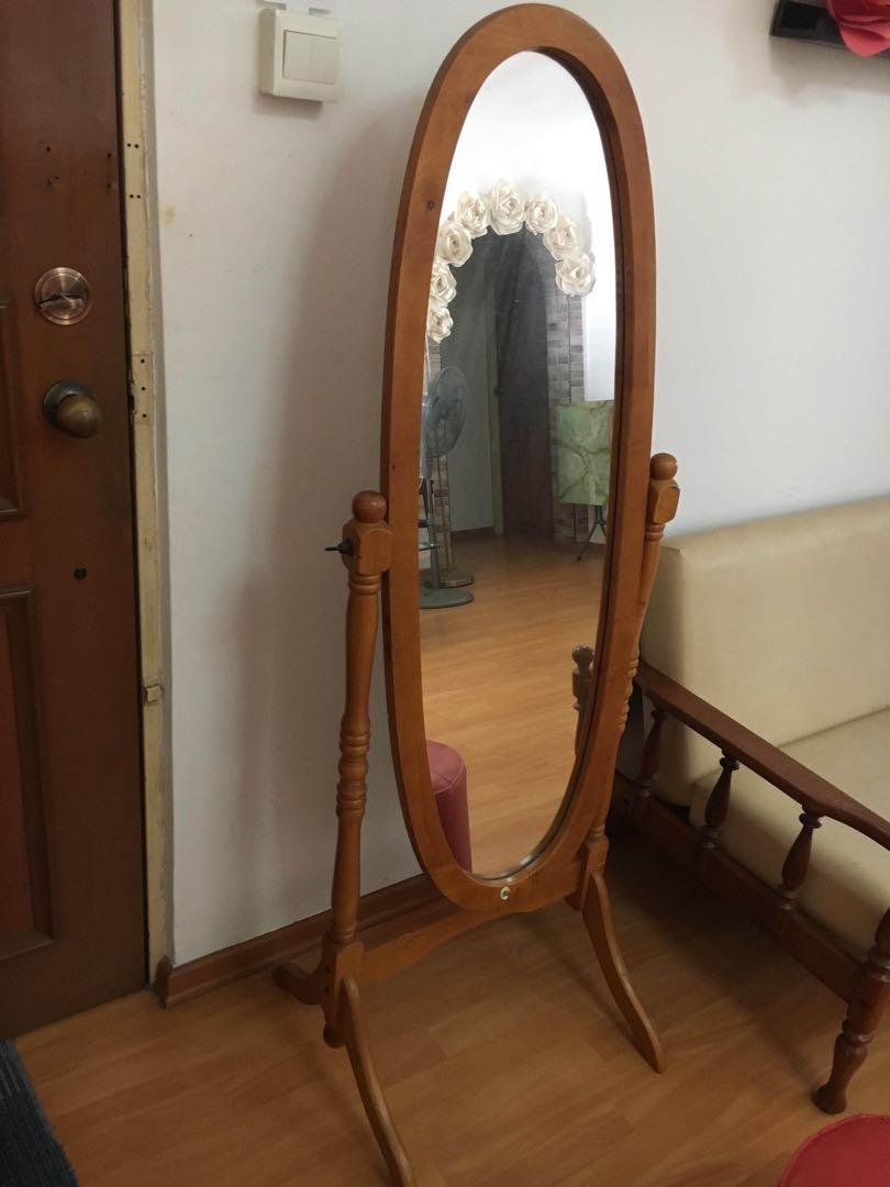 Oval Standing Wooden Mirror Furniture, Vintage Oval Standing Mirror