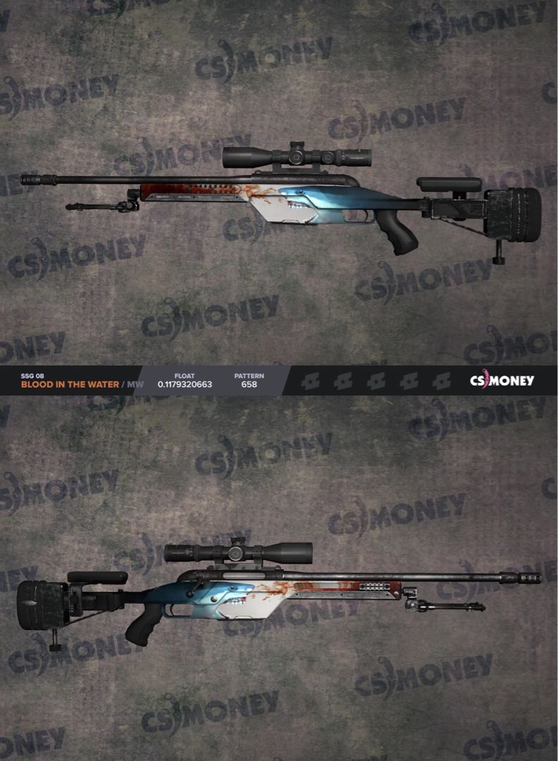 Ssg 08 Blood In The Water Mw SSG08 Blood In The Water MW Weapon Skin CSGO, Video Gaming, Gaming