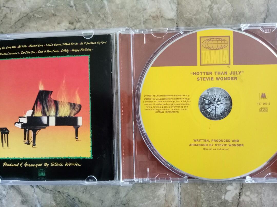 Stevie Wonder CD Hotter Than July (Category: CDs & DVDs) located in Manila. Submitted by kinganalog (Listing ID 1024923888, Image 2). Description: Stevie Wonder CD Hotter Than July album. In VG to VG+ condition. Made in EU. Shipping nationwide via Jrs or lbc, payment via Palawan or Unionbank, COD is okay at buyer's account. Check out fb page Roots Analog..